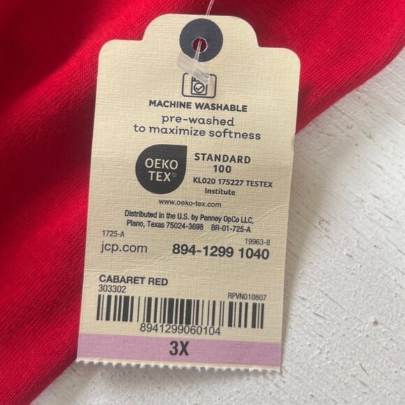 St. Johns Bay Essential Tee Tshirt Womens 3X Red Vneck Long Sleeve - Picture 6 of 7